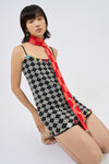 YANYAN KNITS 25 Spring/Summer ARGYLE Suspender Mini Dress YYK-YYW25-0301-HB Black and White